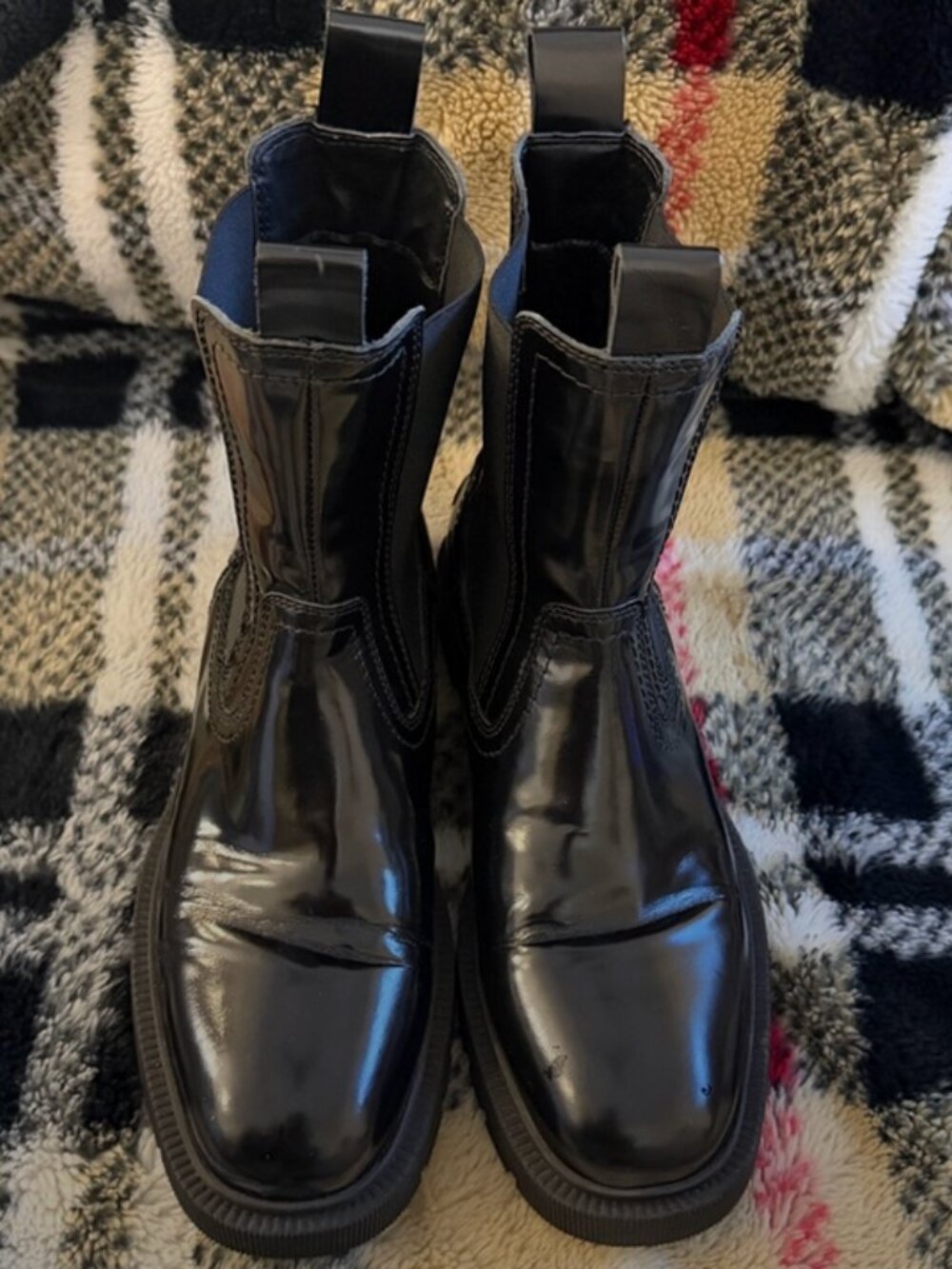 Zara Black Chelsea Combat Boots Chunky Lug Sole Platform Booties EU 40 US 9